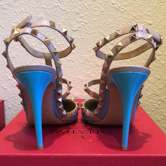 Valentino Rockstud Studded T-strap Cage Sandal Pumps Size 39 - Picture 4 of 14